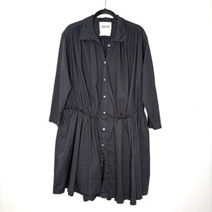 AVN Cotton Shirt Dress Oversized Modern Relaxed Feminine In Black Size IT 40